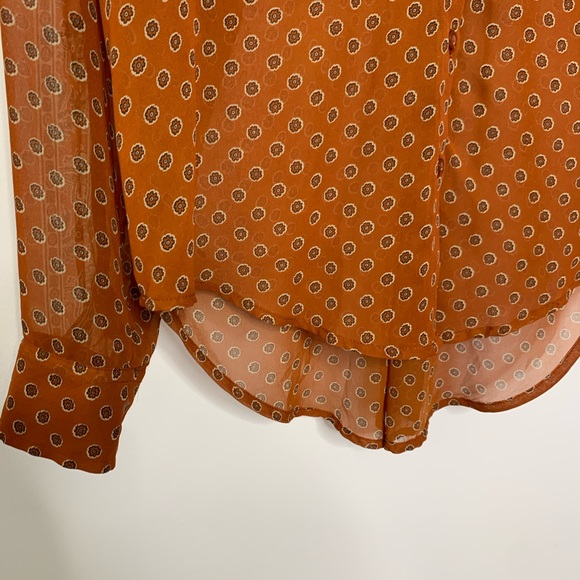 Free People sheer paisley button down rust top - Picture 3 of 8